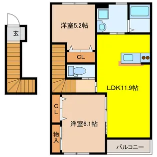 岐阜県大垣市築捨町4【アパート】の間取り