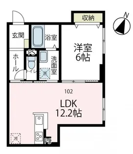 クラージュ片瀬【1階】の間取り