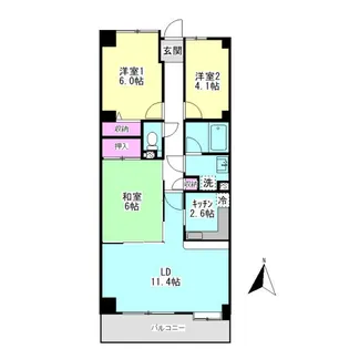 神奈川県大和市中央林間1【マンション】の間取り