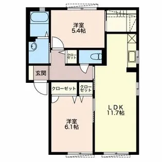 桃花ハイツIII【1階】の間取り