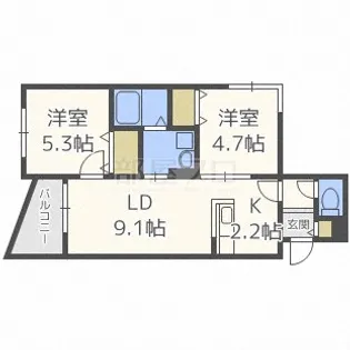 カーサフォレスト西町【3階】の間取り