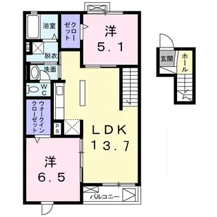 パレス田原本【4階】の間取り