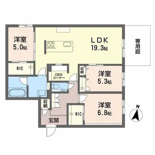 シャーメゾン光の森プレミアム【1階】の間取り