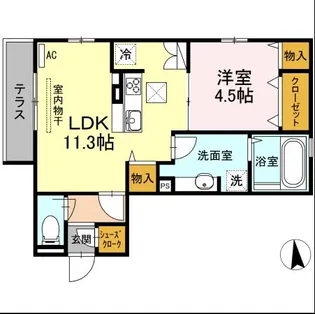 クイーンズ武蔵小杉EAST【1階】の間取り
