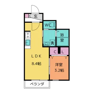 エスポワール吉岡【1階】の間取り