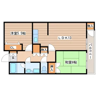 リッツコート北仙台【1階】の間取り