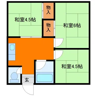 福岡県中間市土手ノ内3【アパート】の間取り