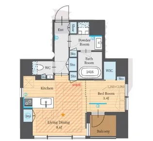 パークルール恵比寿【7階】の間取り