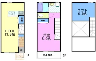 メゾネット元今泉 Bの間取り