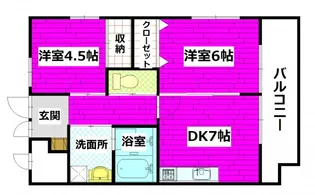2LDKの間取り画像