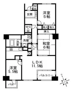 三田カルチャータウン・リフォレB棟【5階】の間取り