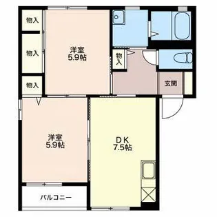 サニーフラットM C【2階】の間取り