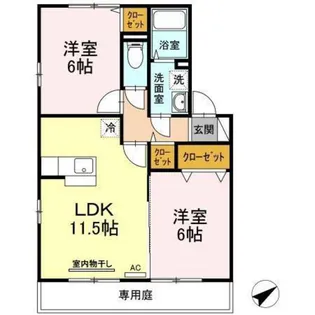 ハーミテージ B棟【1階】の間取り