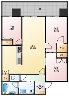 ライオンズタワー新大工町【10階】の間取り