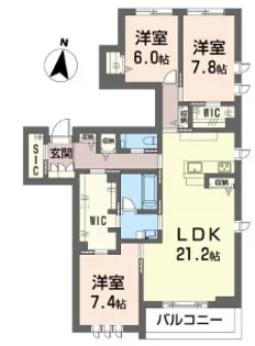 ベラフォレスタ深沢【2階】の間取り