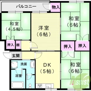 ひよどり台2団地16号棟【5階】の間取り