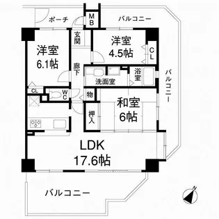 エル・フラット夙川霞町【2階】の間取り
