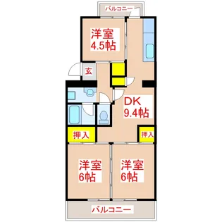 ヴィラナリー鴨池 15号棟【6階】の間取り