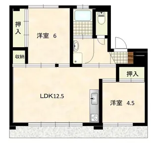 ハッピーエステート大財北 2号棟【5階】の間取り