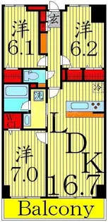 ロイヤルパークスシーサー【6階】の間取り