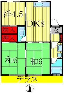 コーポKIKU B棟【2階】の間取り