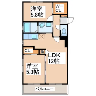 2LDKの間取り画像