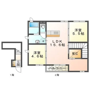 クレセオ下箕田【2階】の間取り