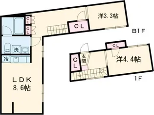2LDKの間取り画像