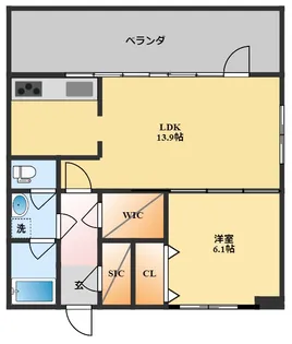 レジデント京泊【1階】の間取り