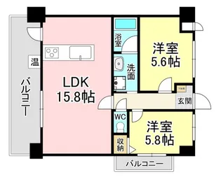 福岡県北九州市八幡東区中央2【マンション】の間取り