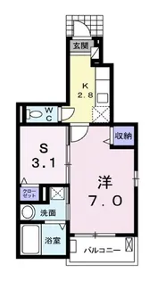 1SKの間取り画像