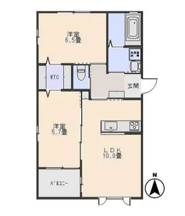 ウエストコートフェリーチェI【1階】の間取り