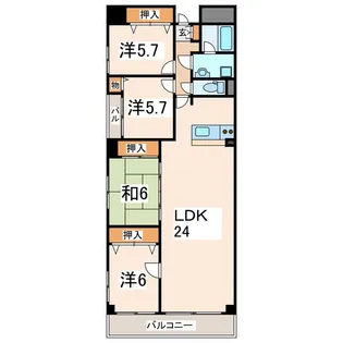 サンロードシティマンション【5階】の間取り