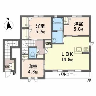 シャーメゾン・フェスターレ E棟【2階】の間取り