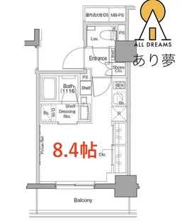 ザ・パークハビオ西横浜【8階】の間取り