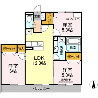 イル ヴィラージュ A棟【2階】の間取り