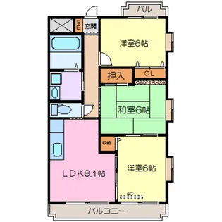 スカイマンション幾久富【3階】の間取り