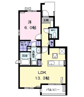 カルム ジェルメI【1階】の間取り