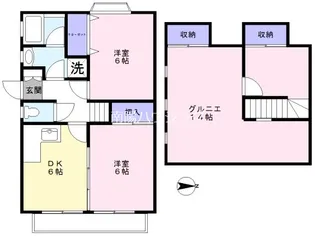 ハイツムサシノ9号棟【2階】の間取り