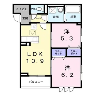 グランリヴェール建石町【1階】の間取り