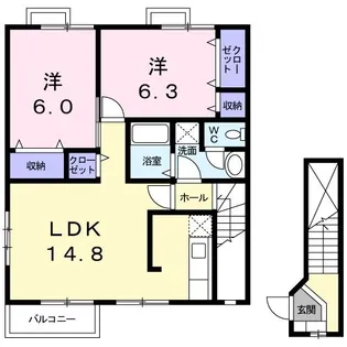 サイド チェリーブロッサム【2階】の間取り