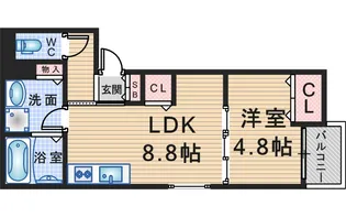 ベリッシモ蛍池【2階】の間取り
