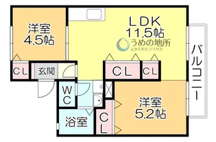 コーポ橋口東【1階】の間取り