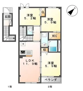 シュプロスI【2階】の間取り