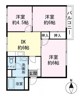 フレグランス南大岡A【2階】の間取り
