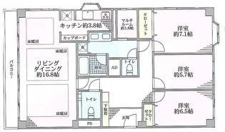 麻布広尾ナショナルコート【7階】の間取り