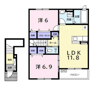 千葉県茂原市中の島町【アパート】の間取り
