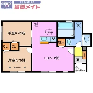リーブルファイン津興2号棟【1階】の間取り