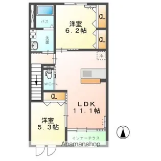 茨城県鹿嶋市大字長栖【アパート】の間取り