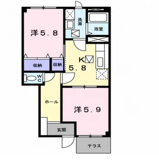 ヴィラエゾA【1階】の間取り